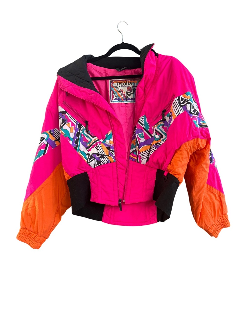 Vintage 80's Bright Pink & Orange Ski Jacket
